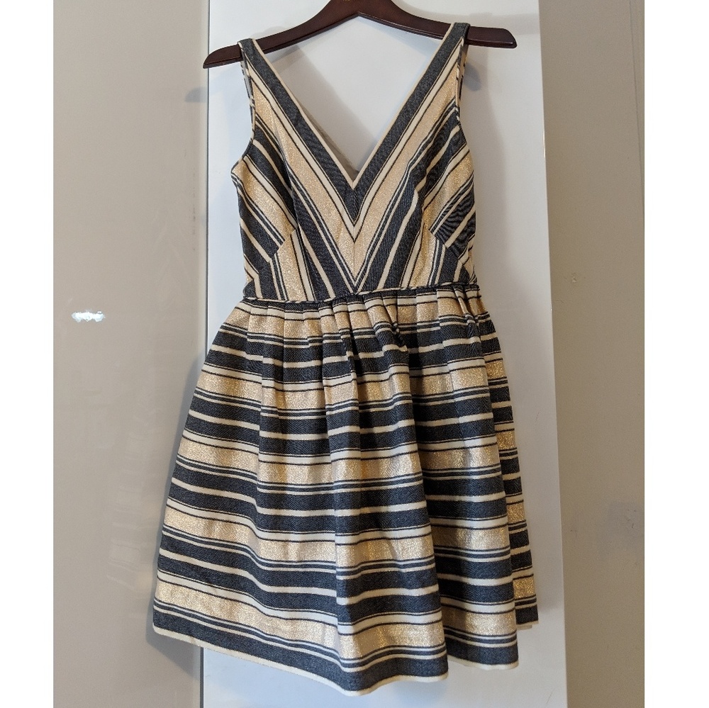 J. Crew black and gold shimmery dress